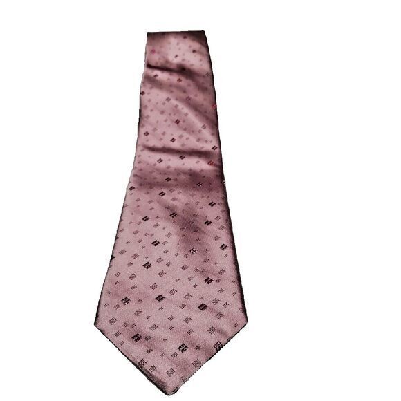 DKNY by Donna Karen Men 100% Silk Tie Pink Geometric Suit Corp Core‎ Necktie USA - Picture 1 of 5